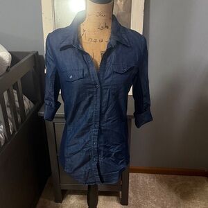 Ci Sono Women's Blue Button Down Shirt